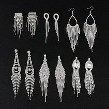 Load image into Gallery viewer, Big rhinestone dangle earrings for women fashion statement crystal tassel earrings more style earing evening Jewelry gift E3002
