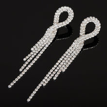Load image into Gallery viewer, Big rhinestone dangle earrings for women fashion statement crystal tassel earrings more style earing evening Jewelry gift E3002
