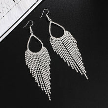 Load image into Gallery viewer, Big rhinestone dangle earrings for women fashion statement crystal tassel earrings more style earing evening Jewelry gift E3002
