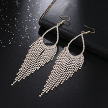 Load image into Gallery viewer, Big rhinestone dangle earrings for women fashion statement crystal tassel earrings more style earing evening Jewelry gift E3002
