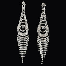 Load image into Gallery viewer, Big rhinestone dangle earrings for women fashion statement crystal tassel earrings more style earing evening Jewelry gift E3002
