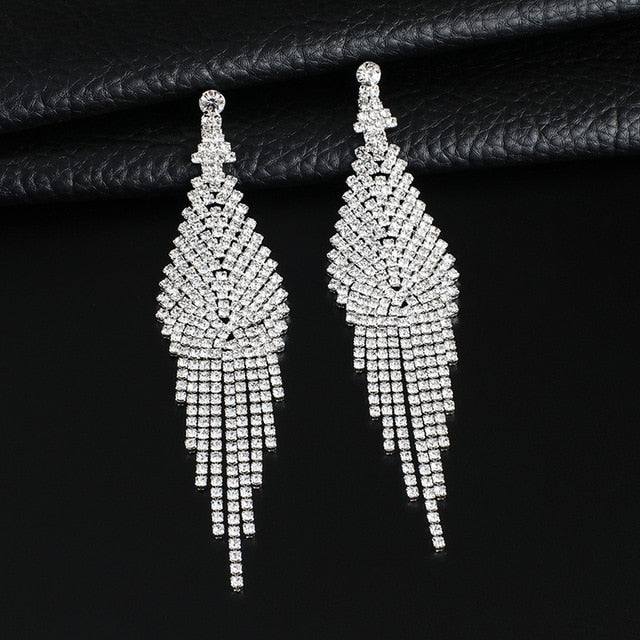 Big rhinestone dangle earrings for women fashion statement crystal tassel earrings more style earing evening Jewelry gift E3002