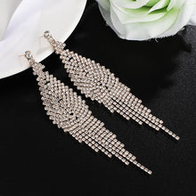 Load image into Gallery viewer, Big rhinestone dangle earrings for women fashion statement crystal tassel earrings more style earing evening Jewelry gift E3002
