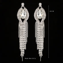 Load image into Gallery viewer, Big rhinestone dangle earrings for women fashion statement crystal tassel earrings more style earing evening Jewelry gift E3002
