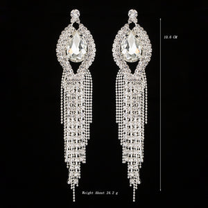 Big rhinestone dangle earrings for women fashion statement crystal tassel earrings more style earing evening Jewelry gift E3002