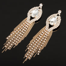 Load image into Gallery viewer, Big rhinestone dangle earrings for women fashion statement crystal tassel earrings more style earing evening Jewelry gift E3002
