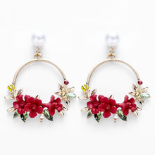Load image into Gallery viewer, vintage Trendy Cute Flower Dangle Earrings For Women Girl Jewelry Female Rhinestone Round Circle Gift Wholesale oorbellen earing

