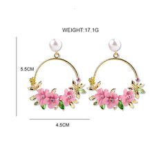 Load image into Gallery viewer, vintage Trendy Cute Flower Dangle Earrings For Women Girl Jewelry Female Rhinestone Round Circle Gift Wholesale oorbellen earing
