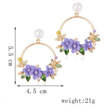 Load image into Gallery viewer, vintage Trendy Cute Flower Dangle Earrings For Women Girl Jewelry Female Rhinestone Round Circle Gift Wholesale oorbellen earing
