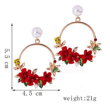 Load image into Gallery viewer, vintage Trendy Cute Flower Dangle Earrings For Women Girl Jewelry Female Rhinestone Round Circle Gift Wholesale oorbellen earing
